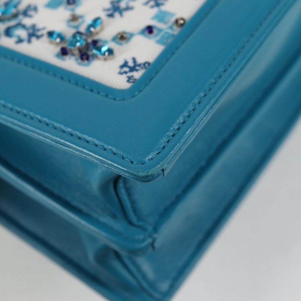 Miu Miu Chain Shoulder Bag Blue Canvas Shoulder Bag (Pre-Owned) - Picture 8 of 16